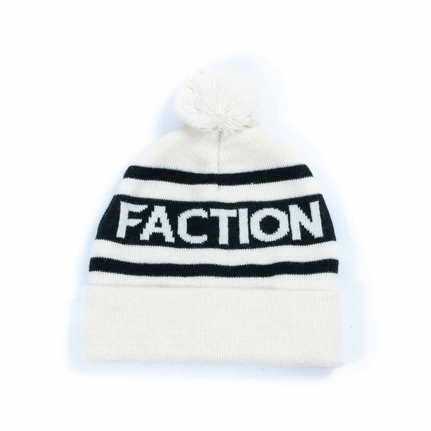 Faction Pompom Beanie White Flat Lay Front